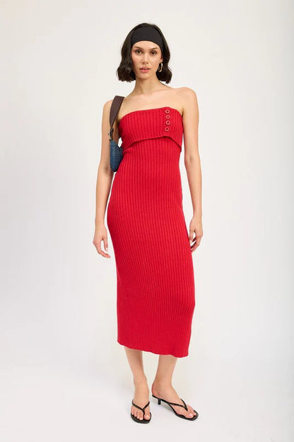 FOLD over RIBBED TUBE DRESS
