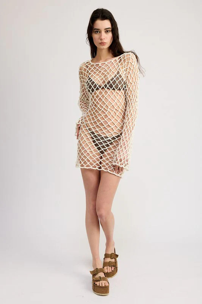 BOLD CROCHET MINI DRESS with OPEN BACK