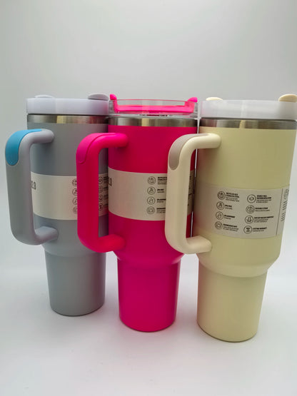 40 Oz Tumbler with Handle and Straw | Cup Holder for Travel | Insulated Stainless Steel Cup | BPA- Free |